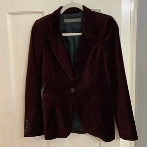 Zara Basic Women’s Burgundy Velvet Blazer Size XS